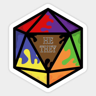 Rainbow Pronoun Pride D20 He/They Sticker